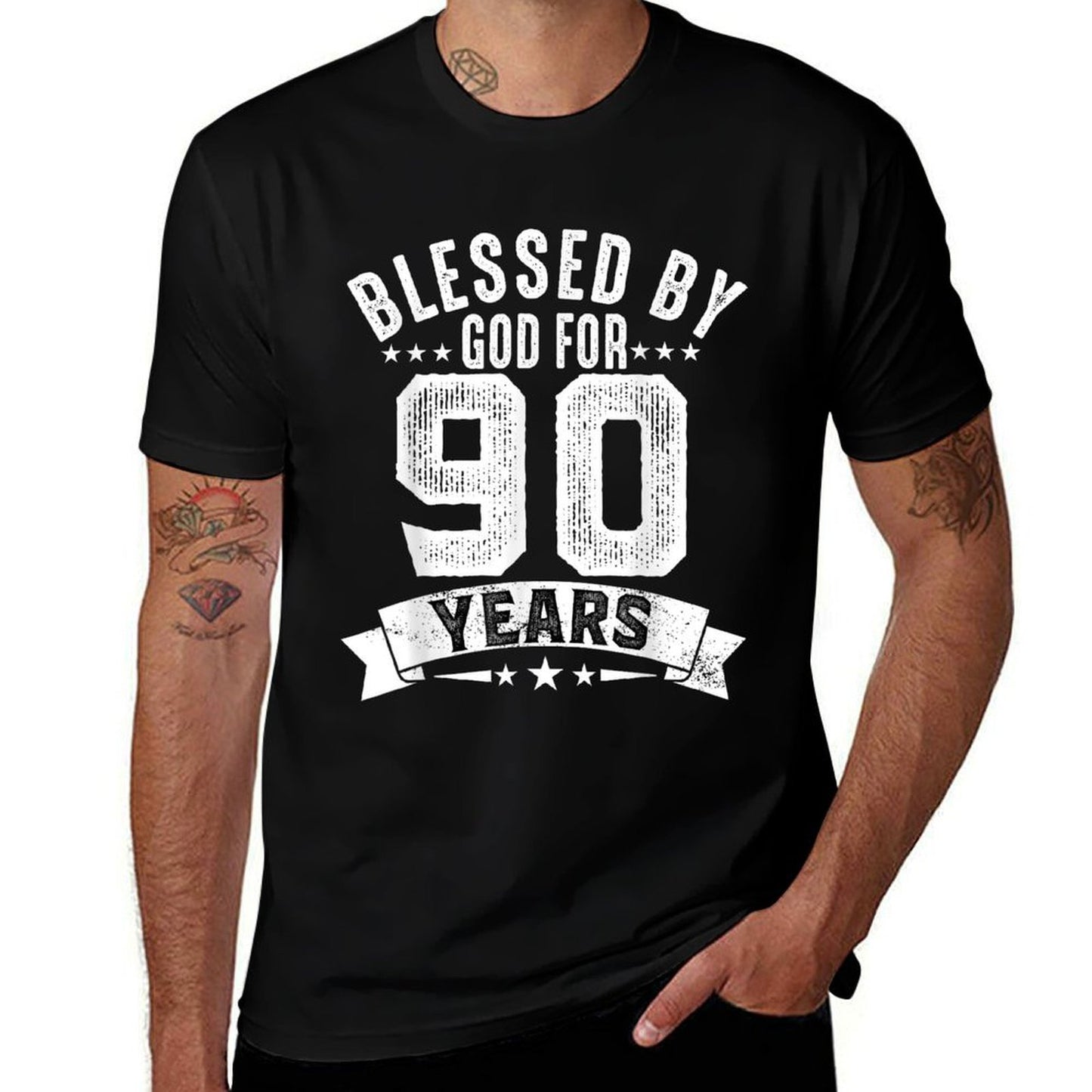 Blessed By God For 90 Years Ninety Birthday 90th Birthday  Wrinkle-resistant T-Shirt