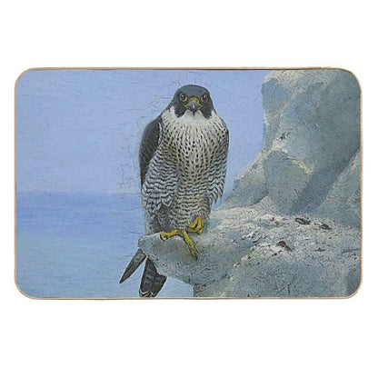 1896 A Peregrine Falcon on A Chalk Cliff  Portrait Wilderness Oil on Canvas Painting Print  by George Edward Lodge  Fade-Resistant Bath Mat