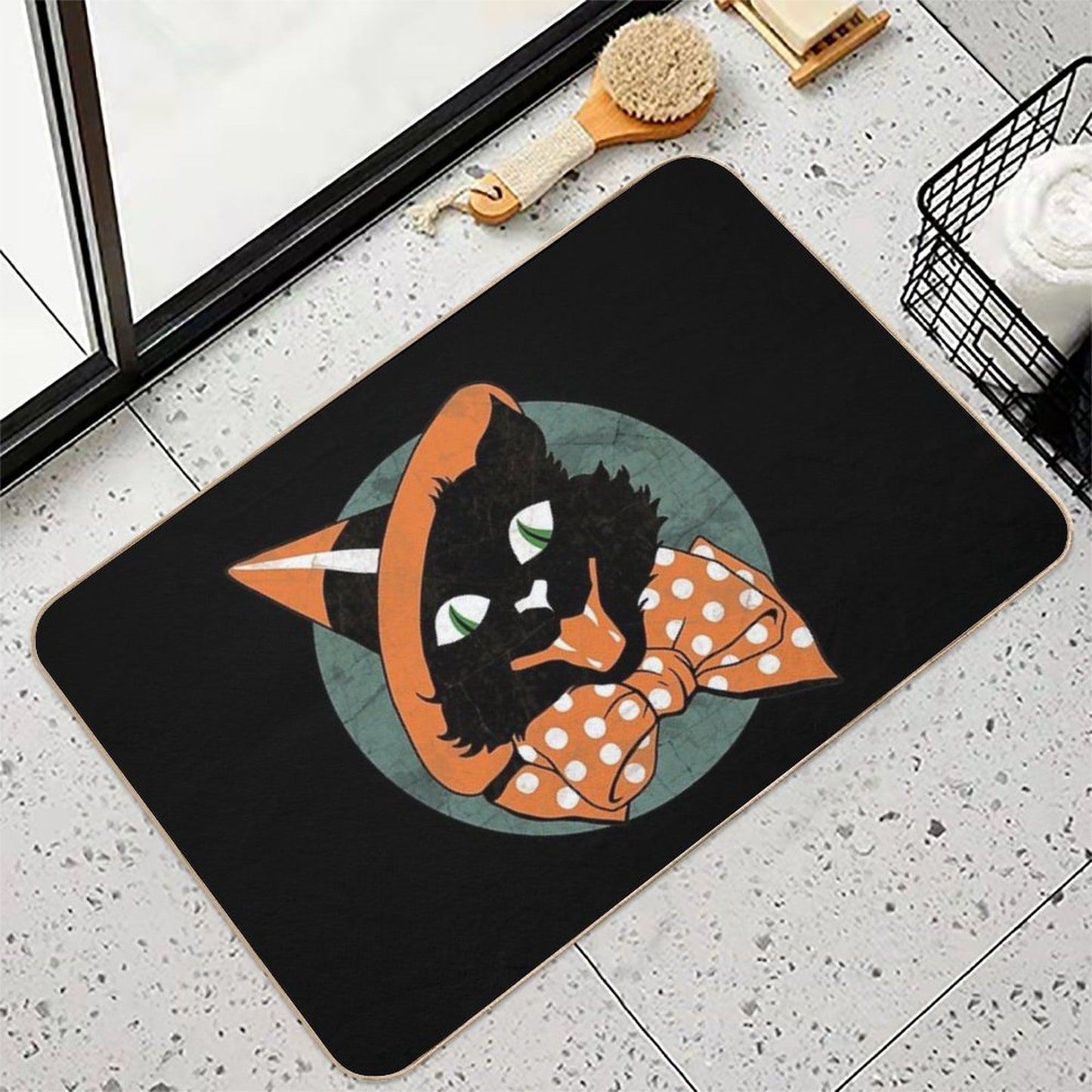 Vintage Halloween Black Cat  Versatile Bath Mat
