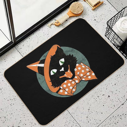 Vintage Halloween Black Cat  Versatile Bath Mat