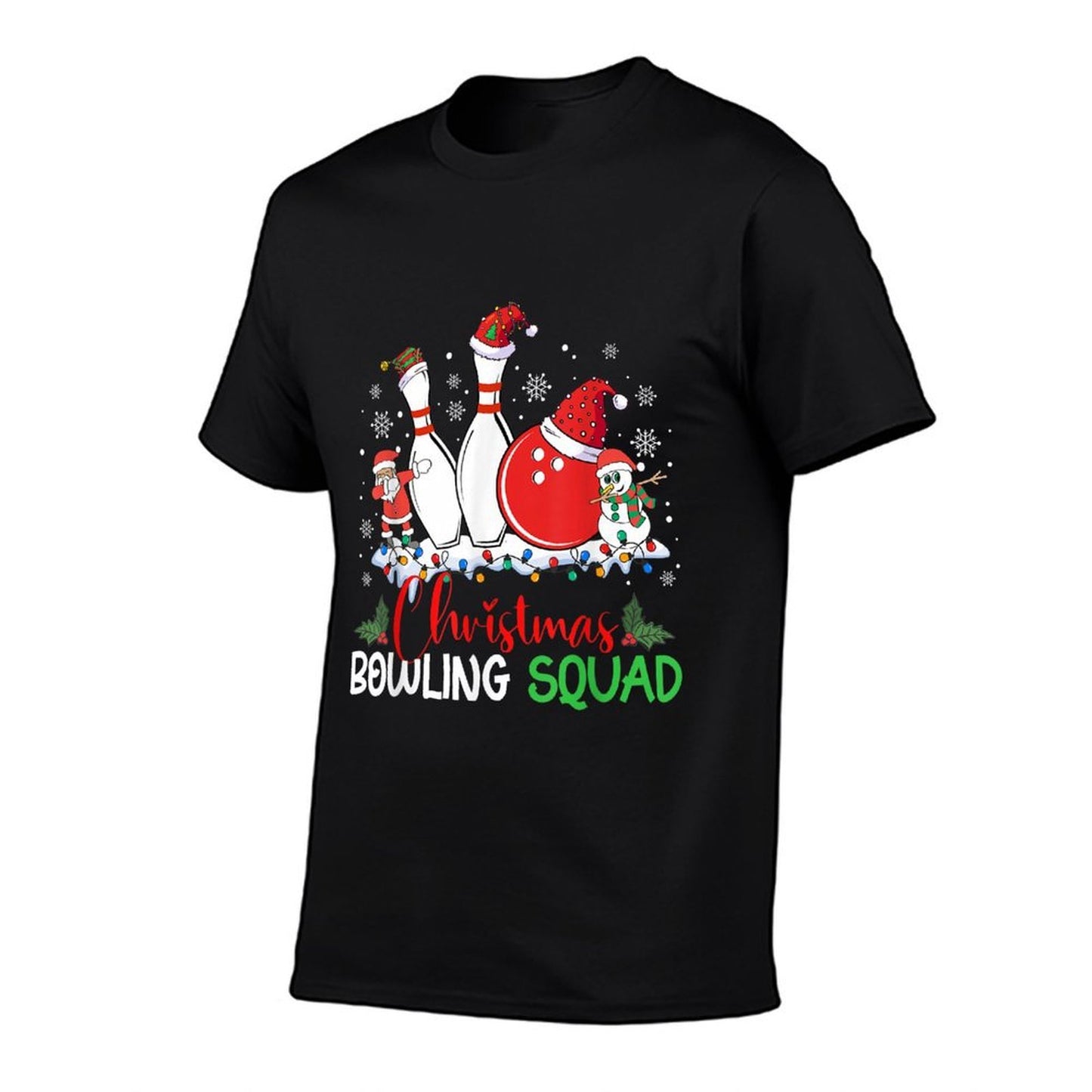Christmas Bowling Squad Xmas Lights Santa Bowling Player  Easy-care T-Shirt