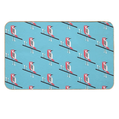 Woodpecker in Blue Durable Bath Mat