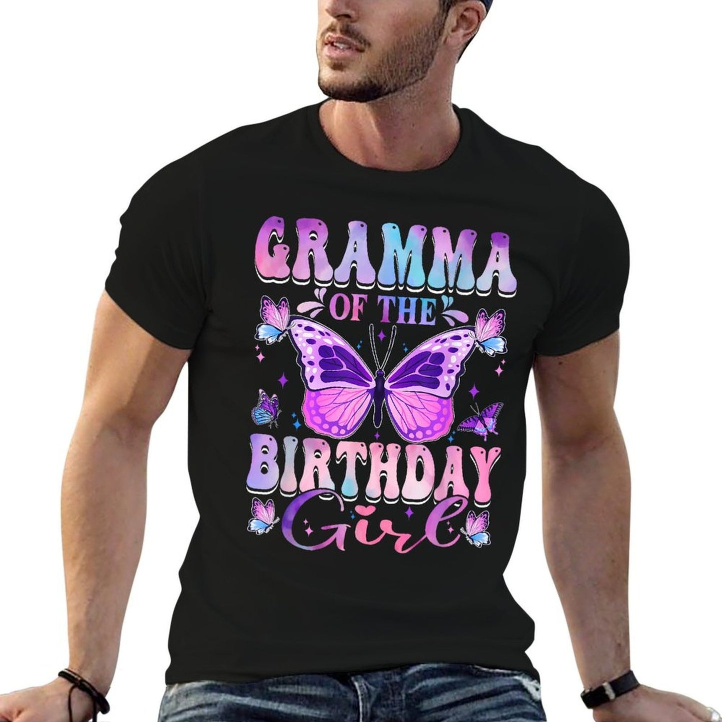 Gramma Of The Birthday Girl Butterfly Party Matching Family  Versatile T-Shirt