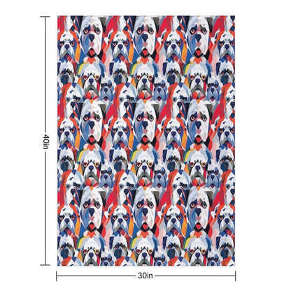 Bulldog in Geometric Camouflage Pattern Lightweight Throw Blanket
