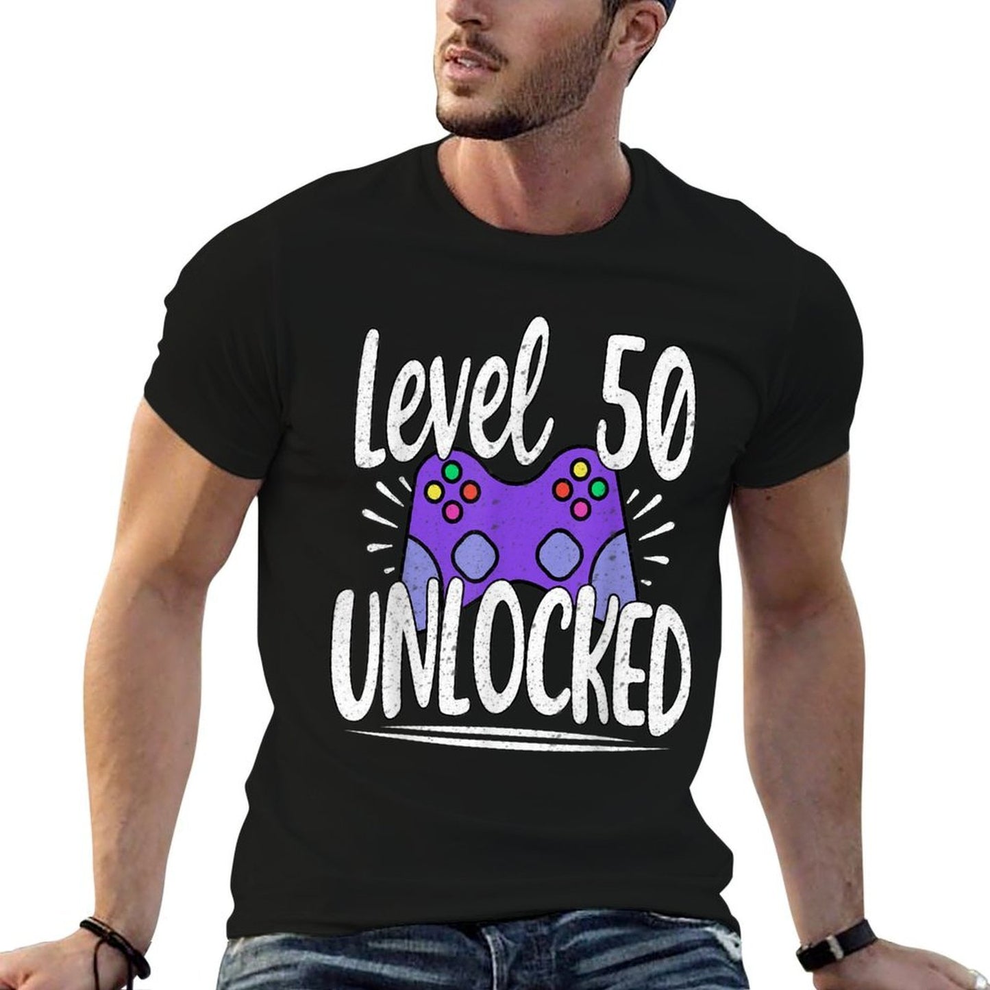 Level 50 Unlocked Funny 50th Birthday Gamer  Durable T-Shirt