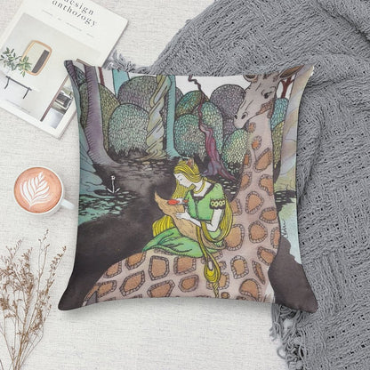 Giraffe And Foxchild Soft Fade-Resistant Throw Pillow