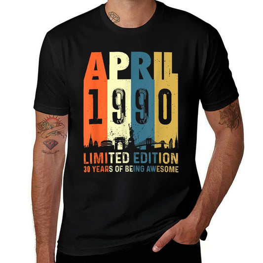 30 Limited Edition, Made in April 1990 30th Birthday  Heathered Texture T-Shirt