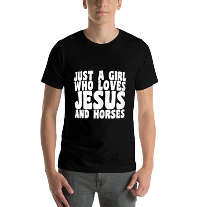 Just A Girl Who Loves Jesus And Horses Funny Christian Gift  Polyester Blend T-Shirt