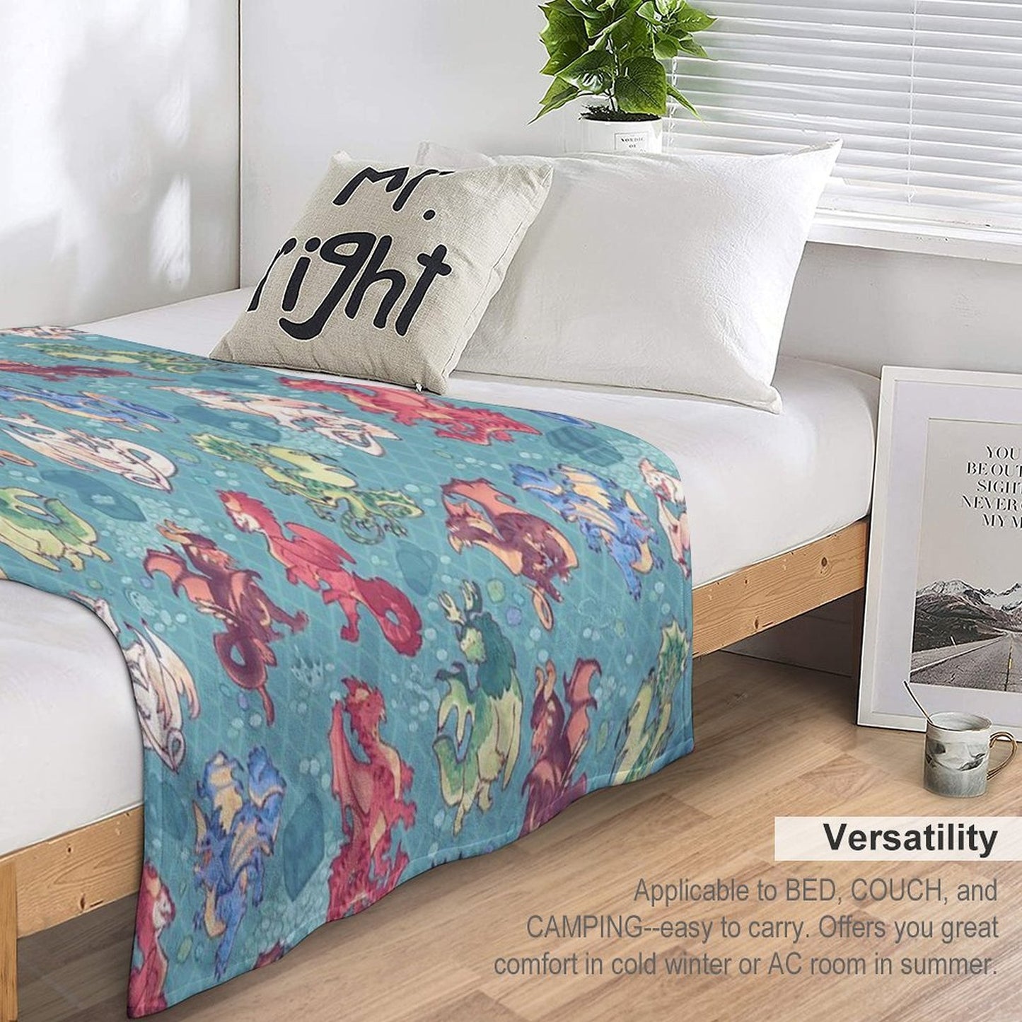 Chromatic Dragons in Teal Durable Throw Blanket