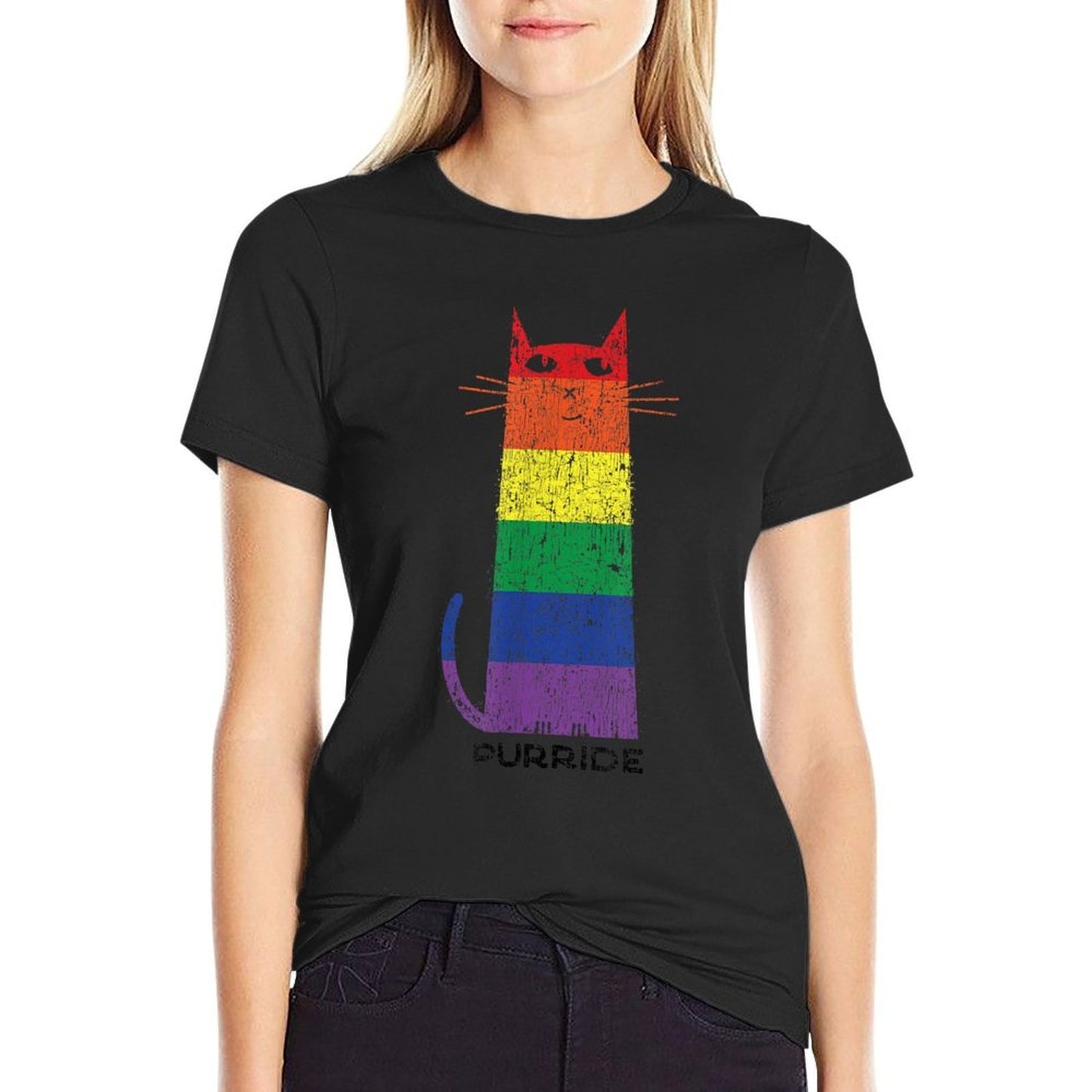 Purride LGBT Funny Gay Pride Cat Saying Graphic  Cotton T-Shirt