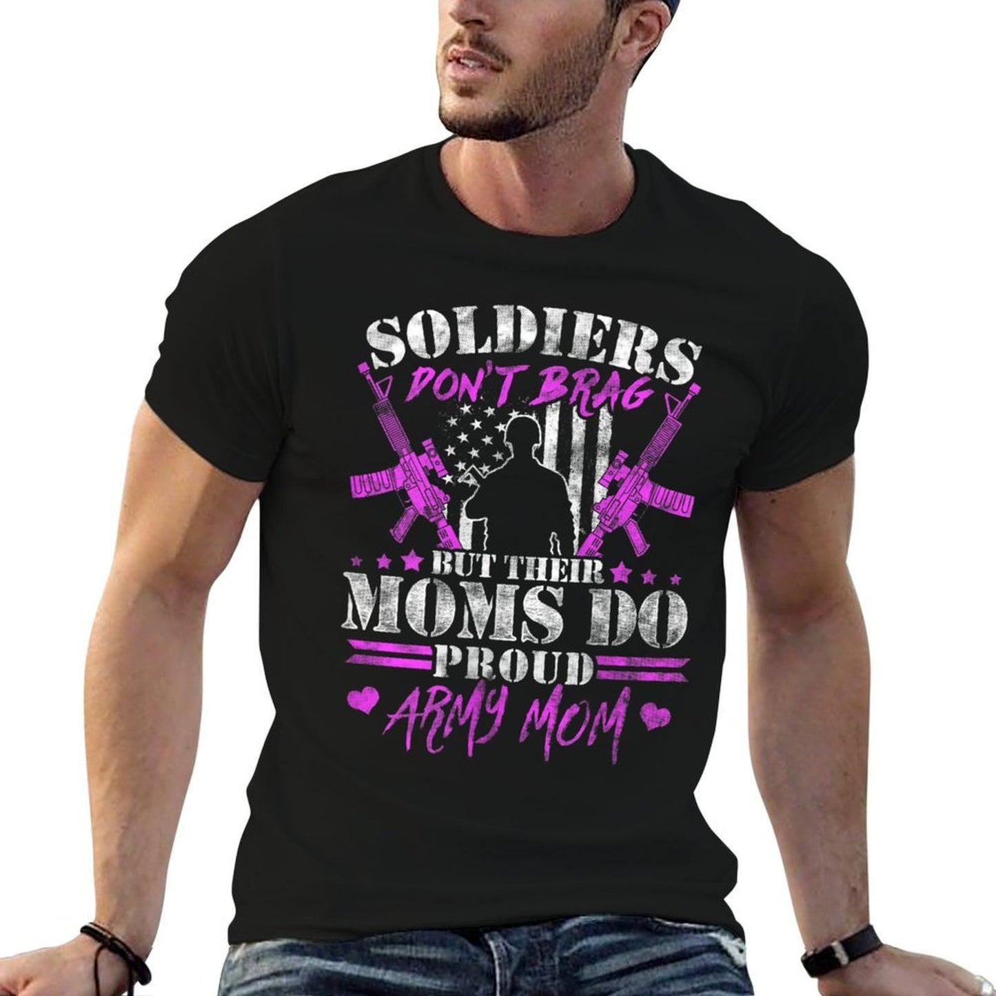 Womens Soldiers Don't Brag Moms Do Proud Army Mom Military Mother  Moisture-wicking T-Shirt