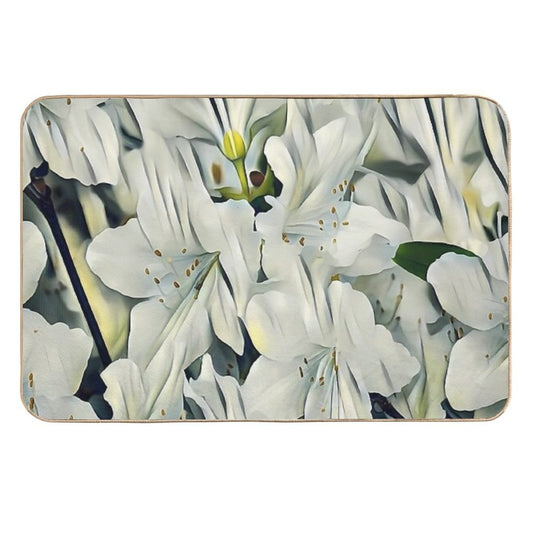 1 Elegant White Bloom Design  Minimalist Floral Art for Nature Lovers  Versatile Bath Mat