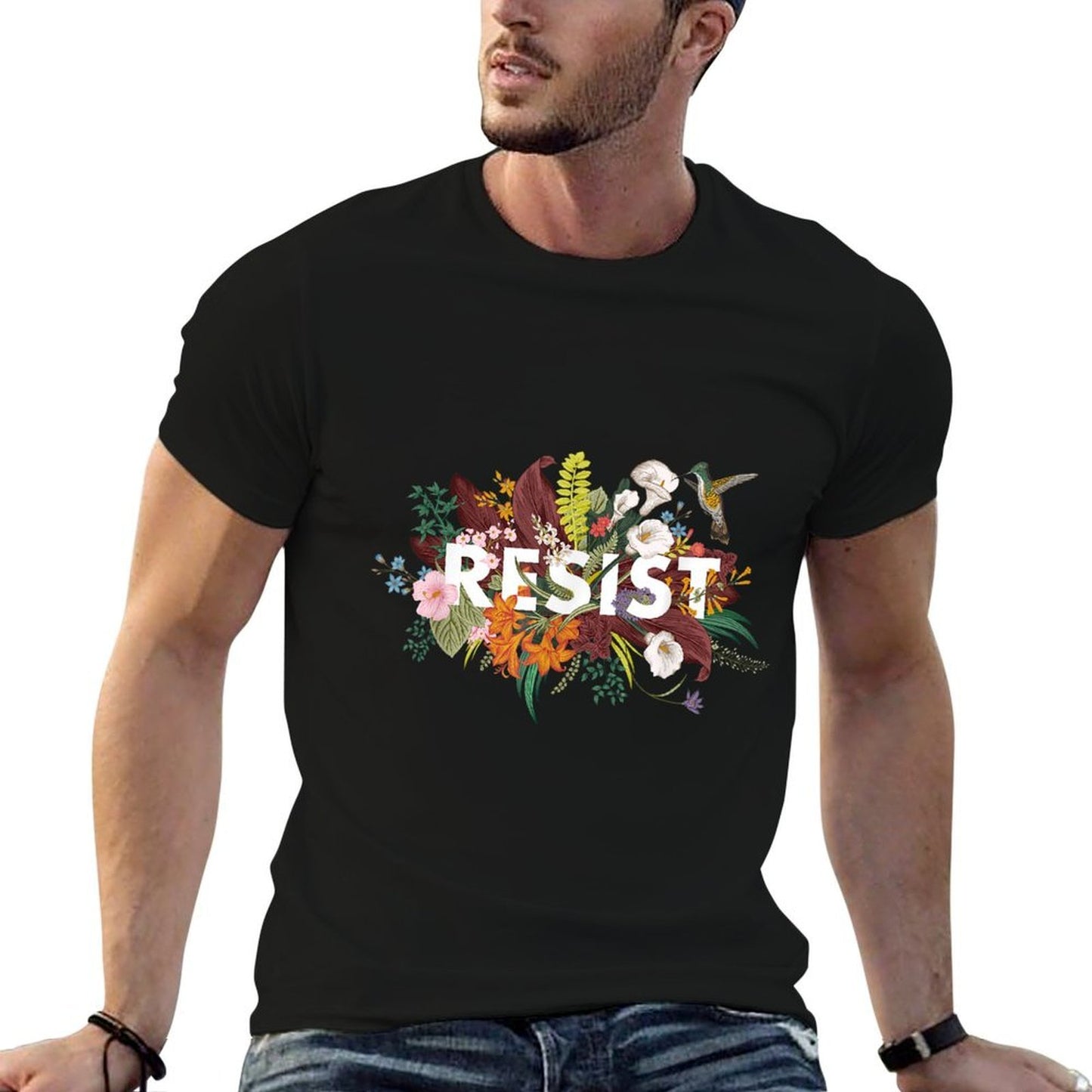 RESIST Floral Anti Trump Political Protest  Vintage-inspired T-Shirt