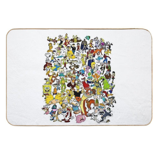 90s Cartoons 80s Classic Tv Kids  Eco-Friendly Bath Mat