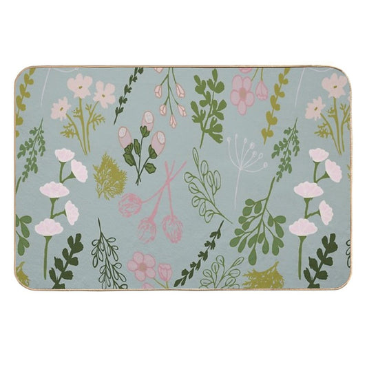 Flowers And Leafs  Absorbent Bath Mat