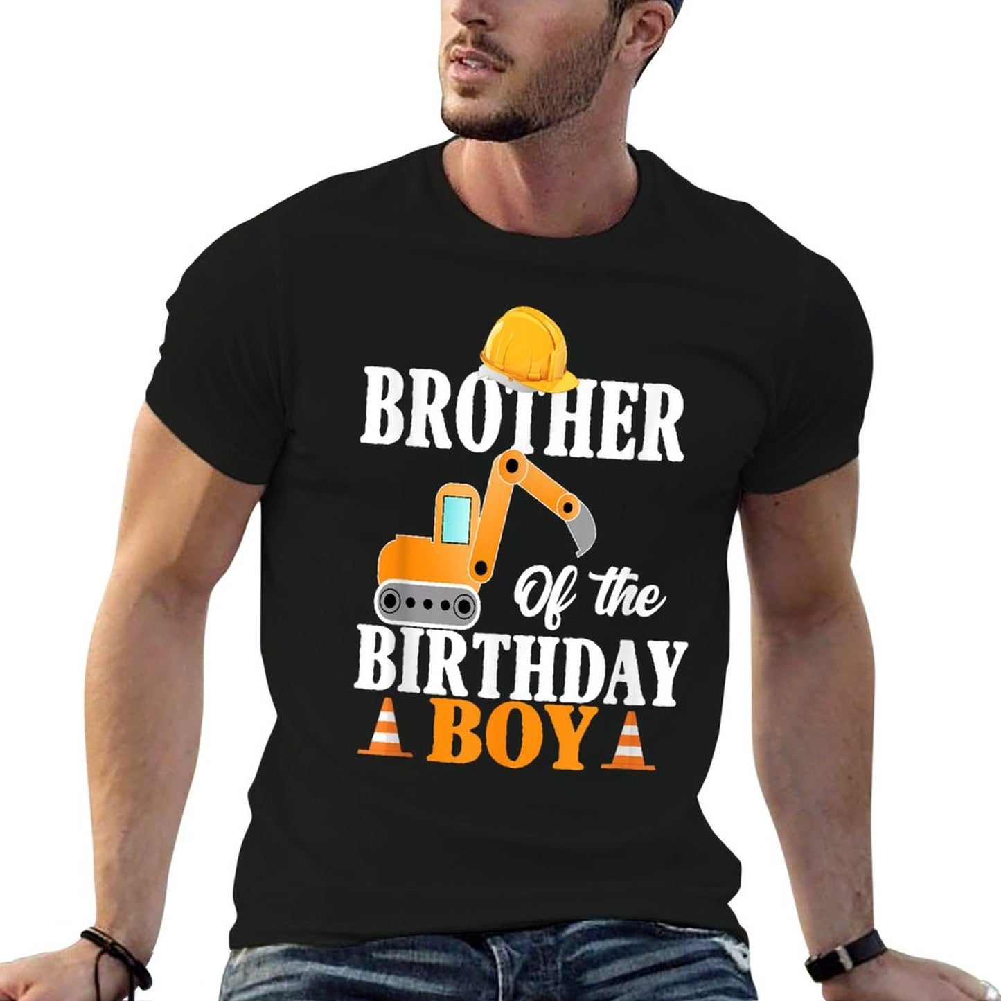 Construction Birthday Party Brother of The Birthday Boy  Stretchy T-Shirt