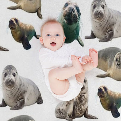 Cute Seals Gift-ready Throw Blanket