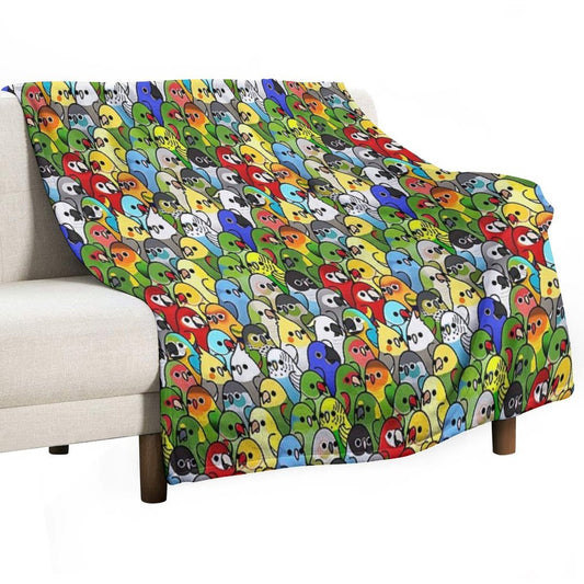 Too Many Birds! Bird Squad 1 Velvety-soft Throw Blanket