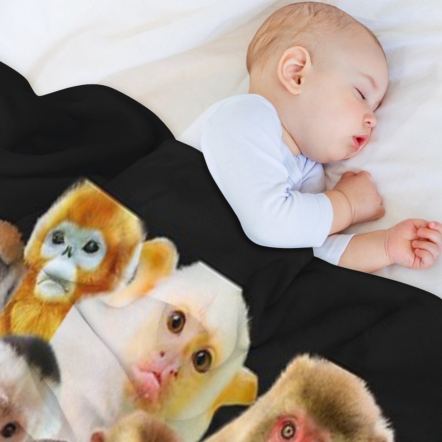 Monkies Smiles Sustainable Throw Blanket