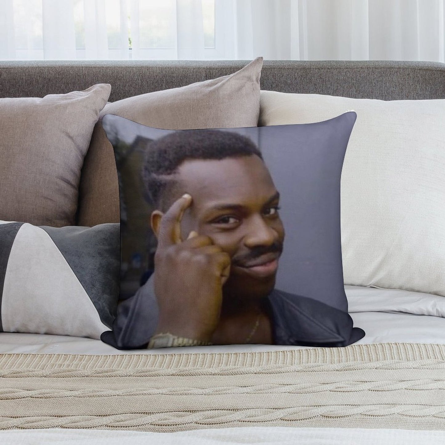 Roll Safe Thinking Meme Soft Luxury Feel Throw Pillow