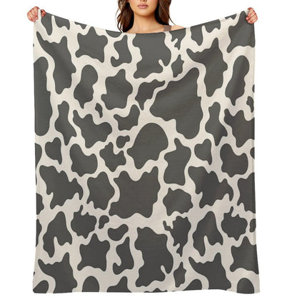 Cow Print Plush Throw Blanket