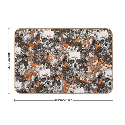 SKULLS ORANGE  Easy Maintenance Bath Mat