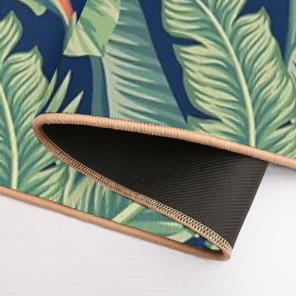 Tropical Banana Monstera Palm Leaves & Flowers  Non-Slip Bath Mat