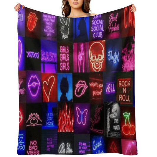Rainbow Neon Collage Durable Throw Blanket