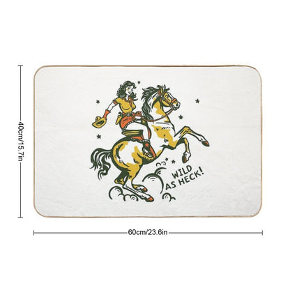 Wild As Heck Hand Illustrated Cowgirl Design, Style #2  Non-Slip Bath Mat