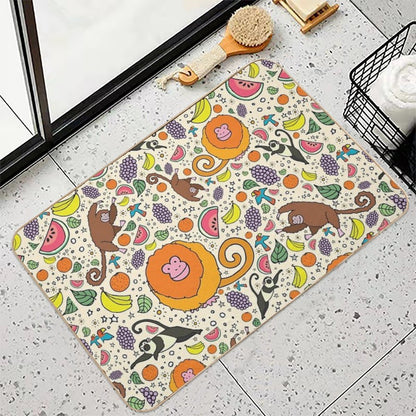 Monkeys And Fruit  Stain-Proof Bath Mat