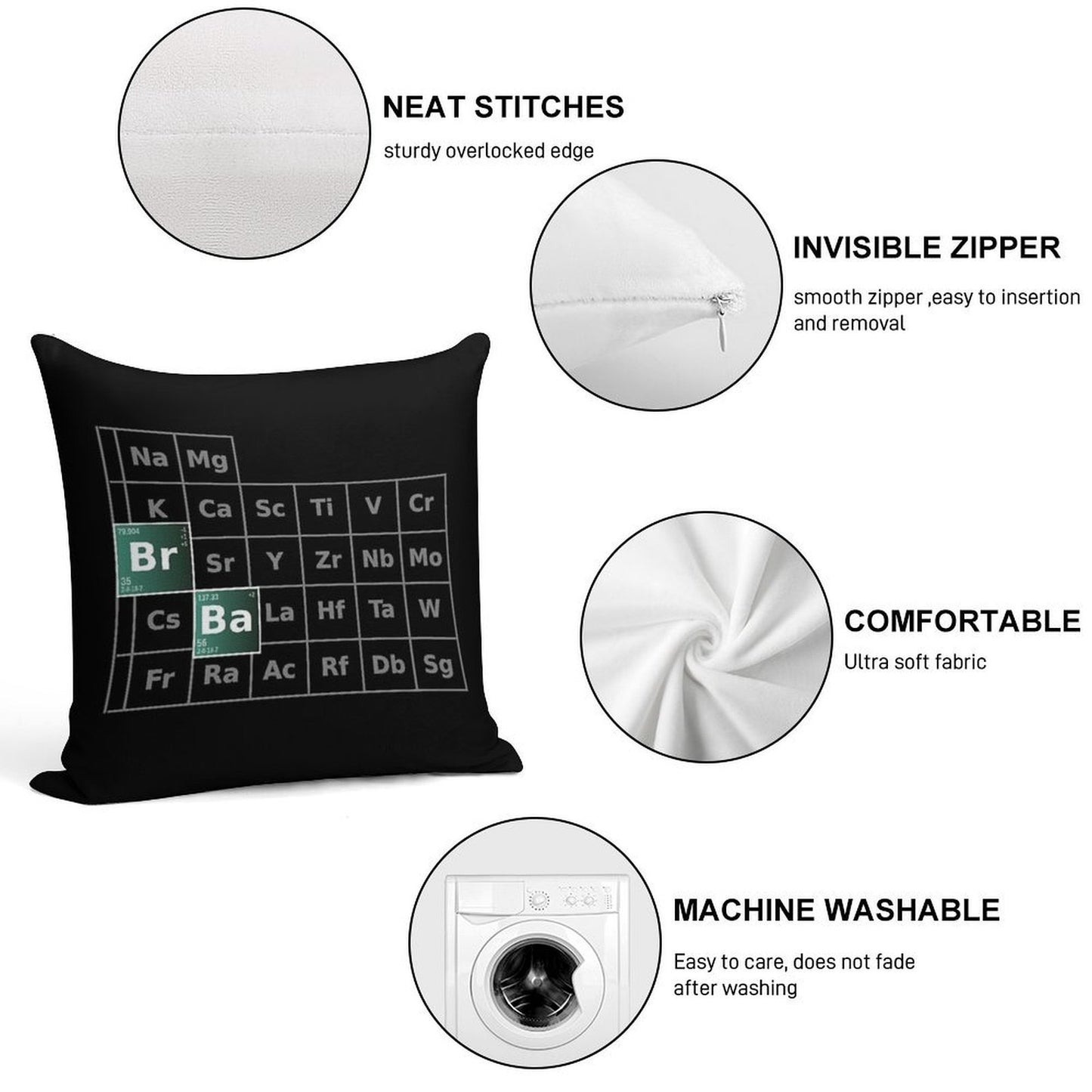 Breaking Bad Periodic Table Soft Anti-Pilling Throw Pillow