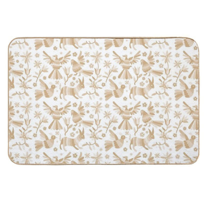 Otomi, Beige Otomi Texture, Neutral Colors, Mexican Otomi, Mexican Art, Light Brown, Mexican Craft, Mexican Folk, Otomi Texture,  Slip-Resistant Bath Mat