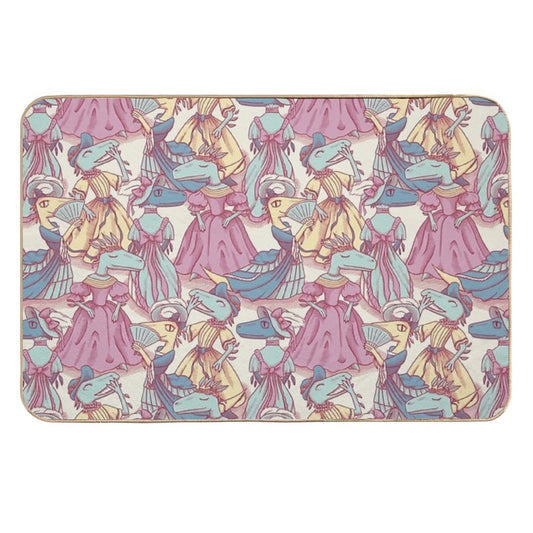 Victorian Velociraptor Fashion Plates Durable Bath Mat