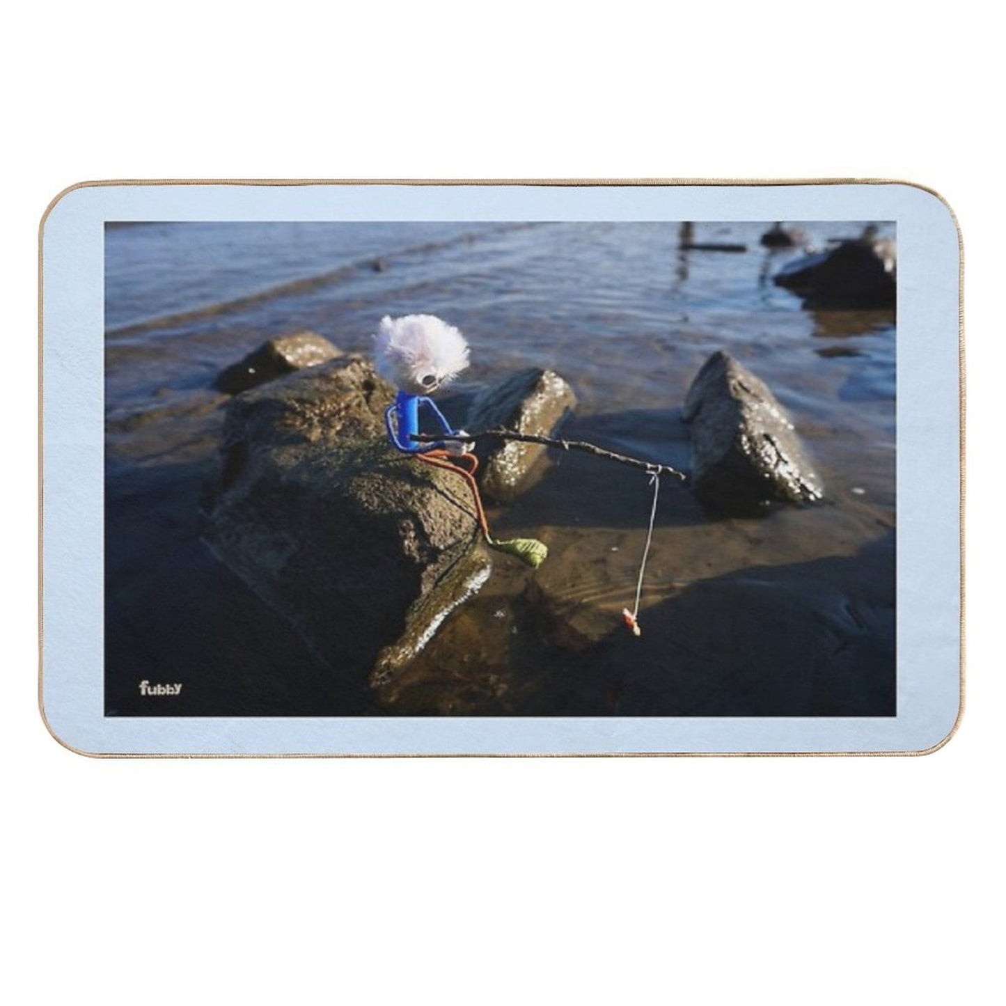 Fishing Fubby on A Rock.  Anti-Trip Bath Mat