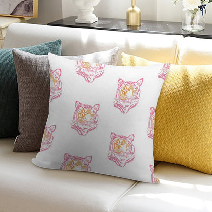 Pink And Orange Star Tiger Soft Decorative Cover Throw Pillow