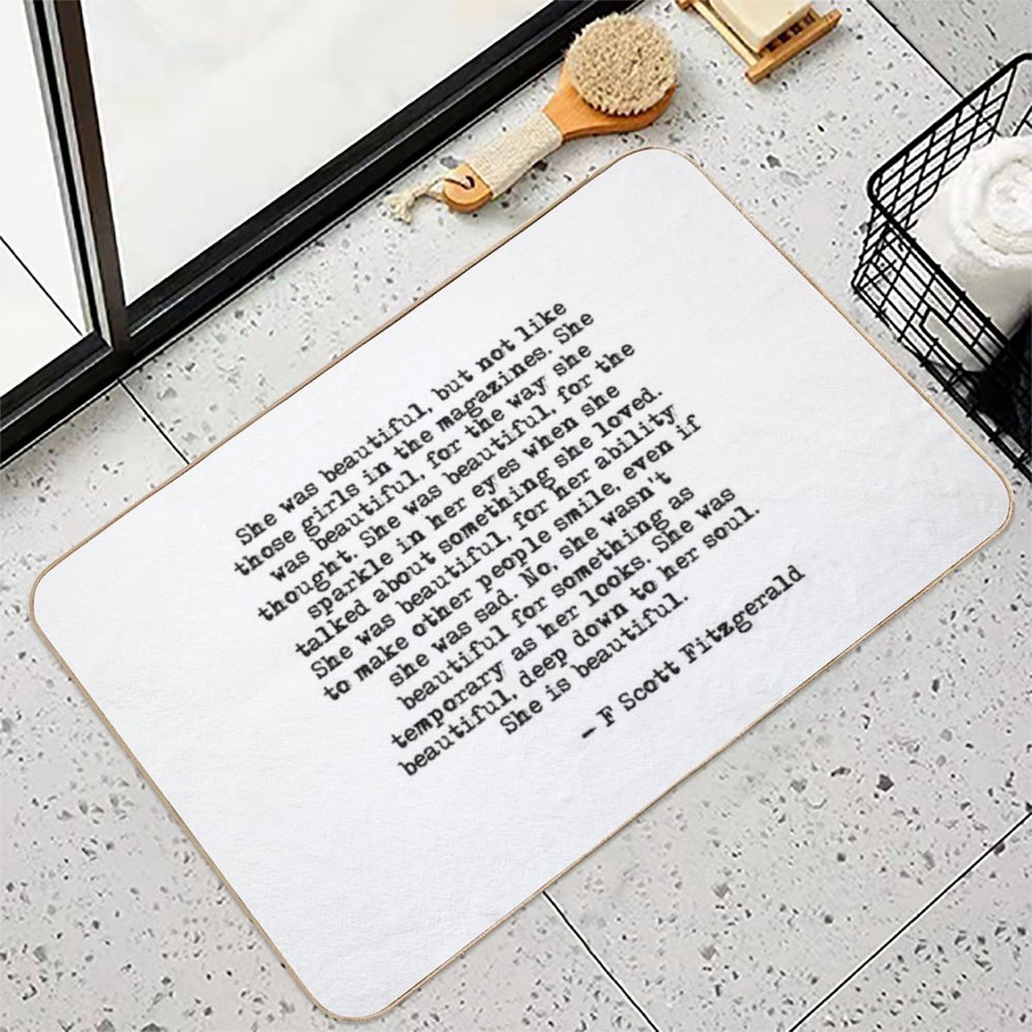 She Was Beautiful - F Scott Fitzgerald  Easy To Clean Bath Mat