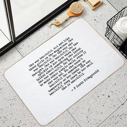 She Was Beautiful - F Scott Fitzgerald  Easy To Clean Bath Mat