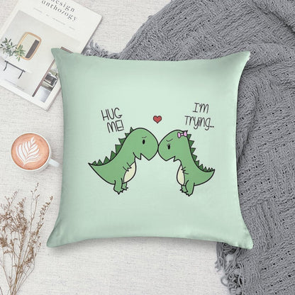 Dino Love! (Hug Me!) Soft Durable Construction Throw Pillow