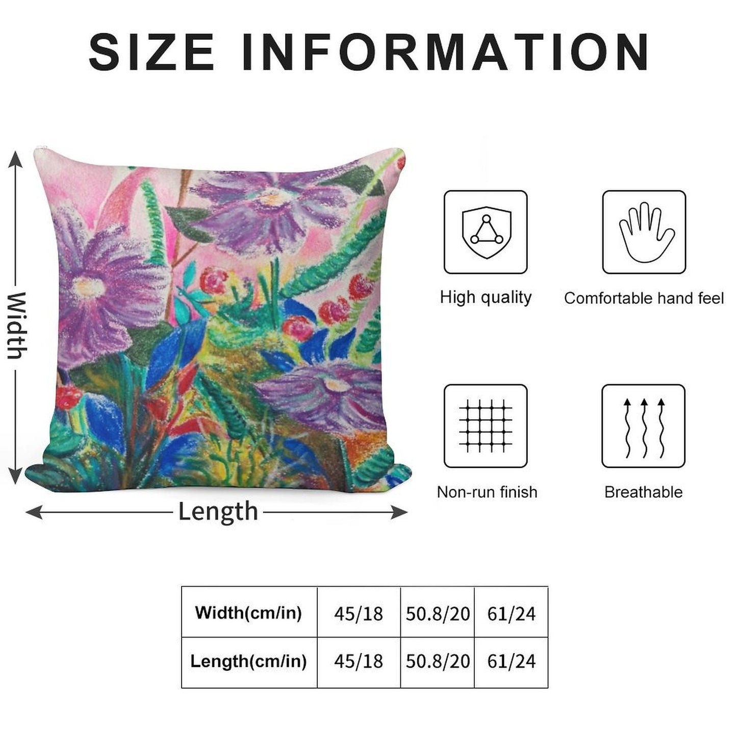 Flower Power Soft Reinforced Edging Throw Pillow