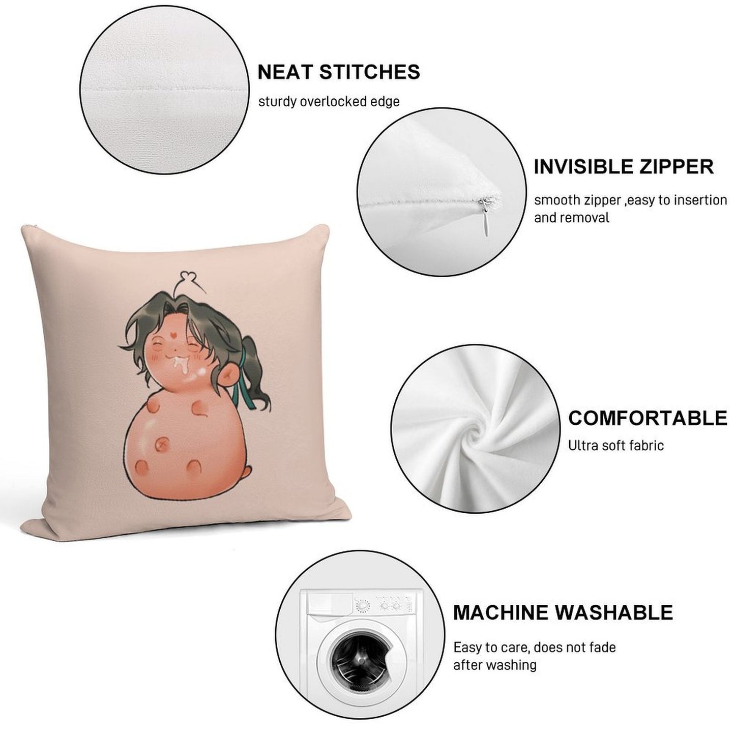 Well Fed 2 Soft Short Plush Fabric Throw Pillow