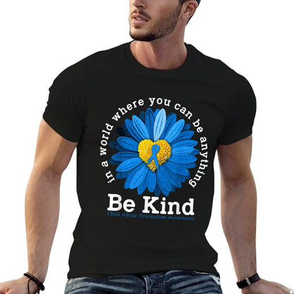 Be Kind Blue Sunflower Child Abuse Prevention Awareness  Durable T-Shirt