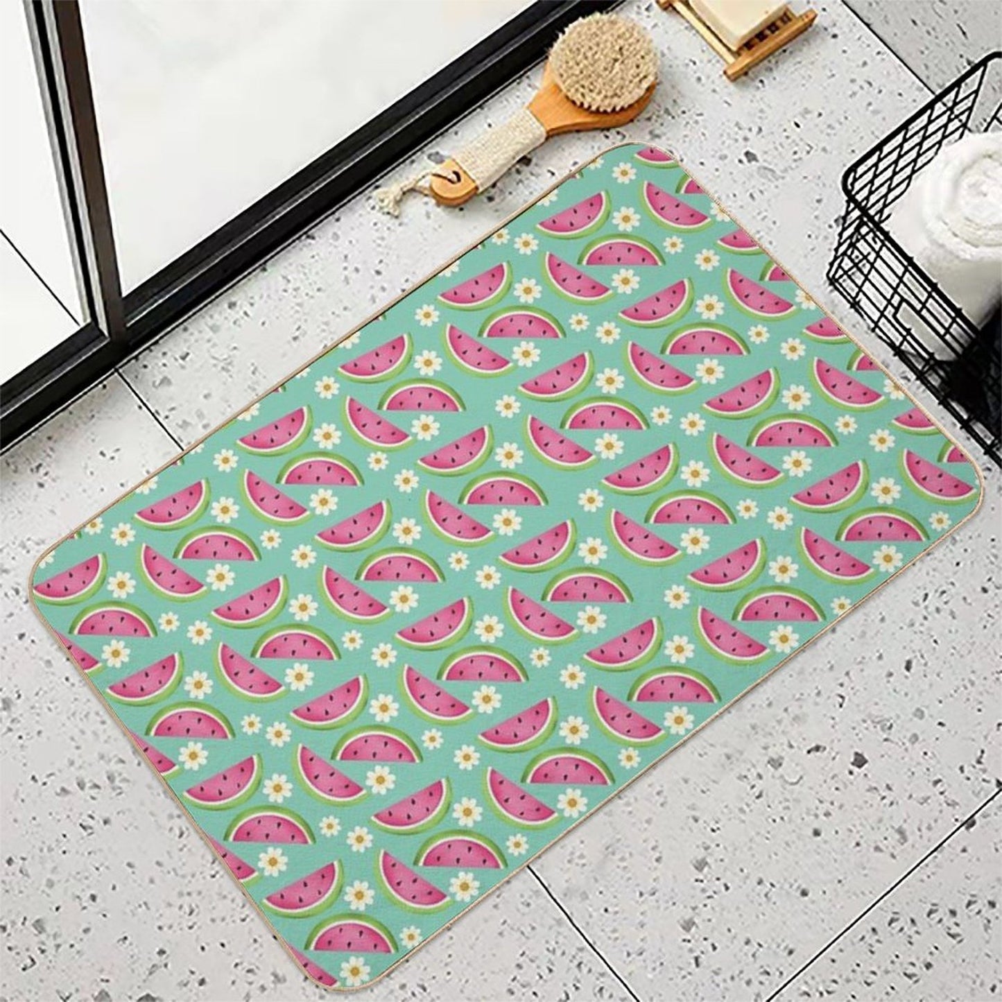 Watermelons And Daisies  Slip-Resistant Bath Mat