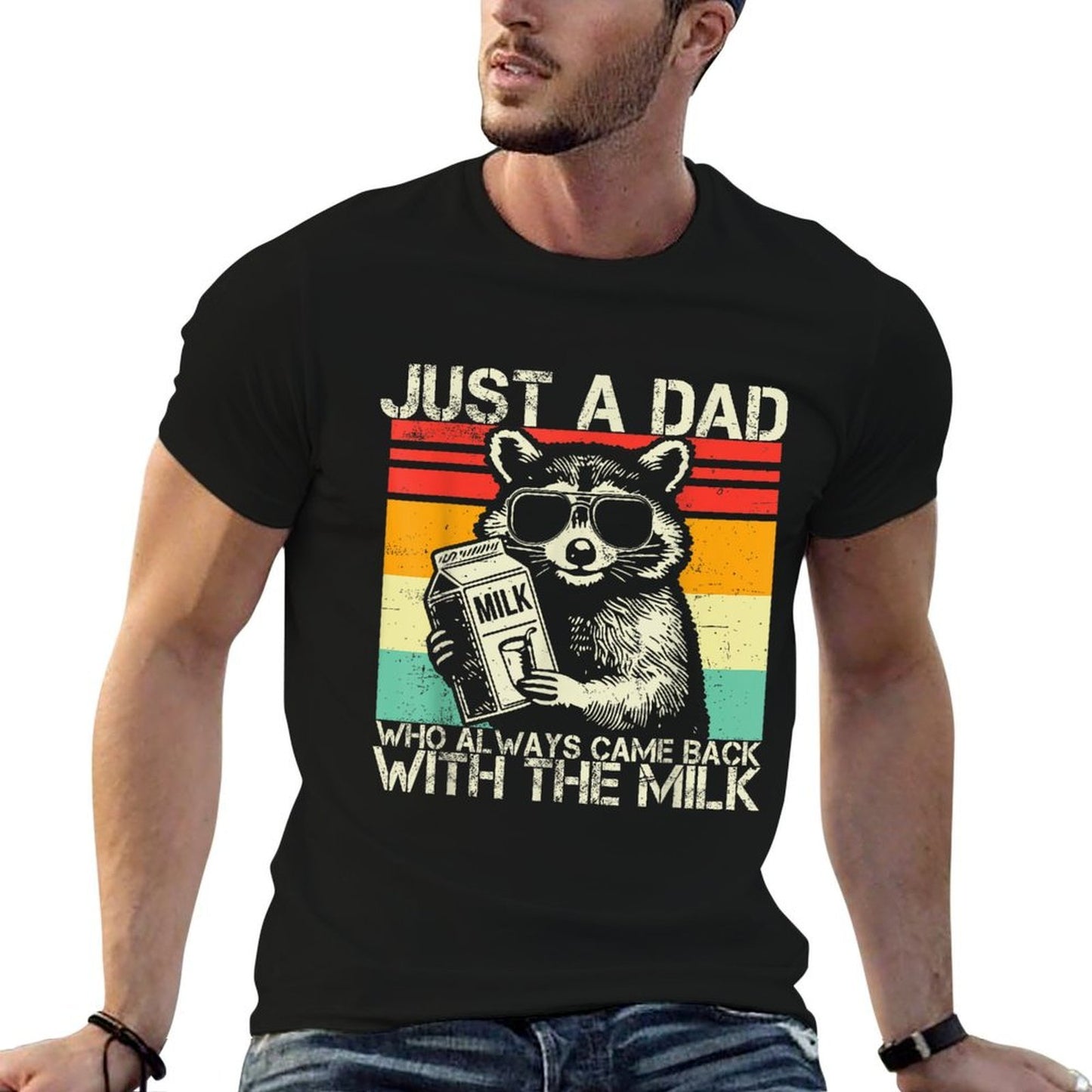 Just A Dad Who Always Came Back With The Milk Fathers Day  Oversized Silhouette T-Shirt