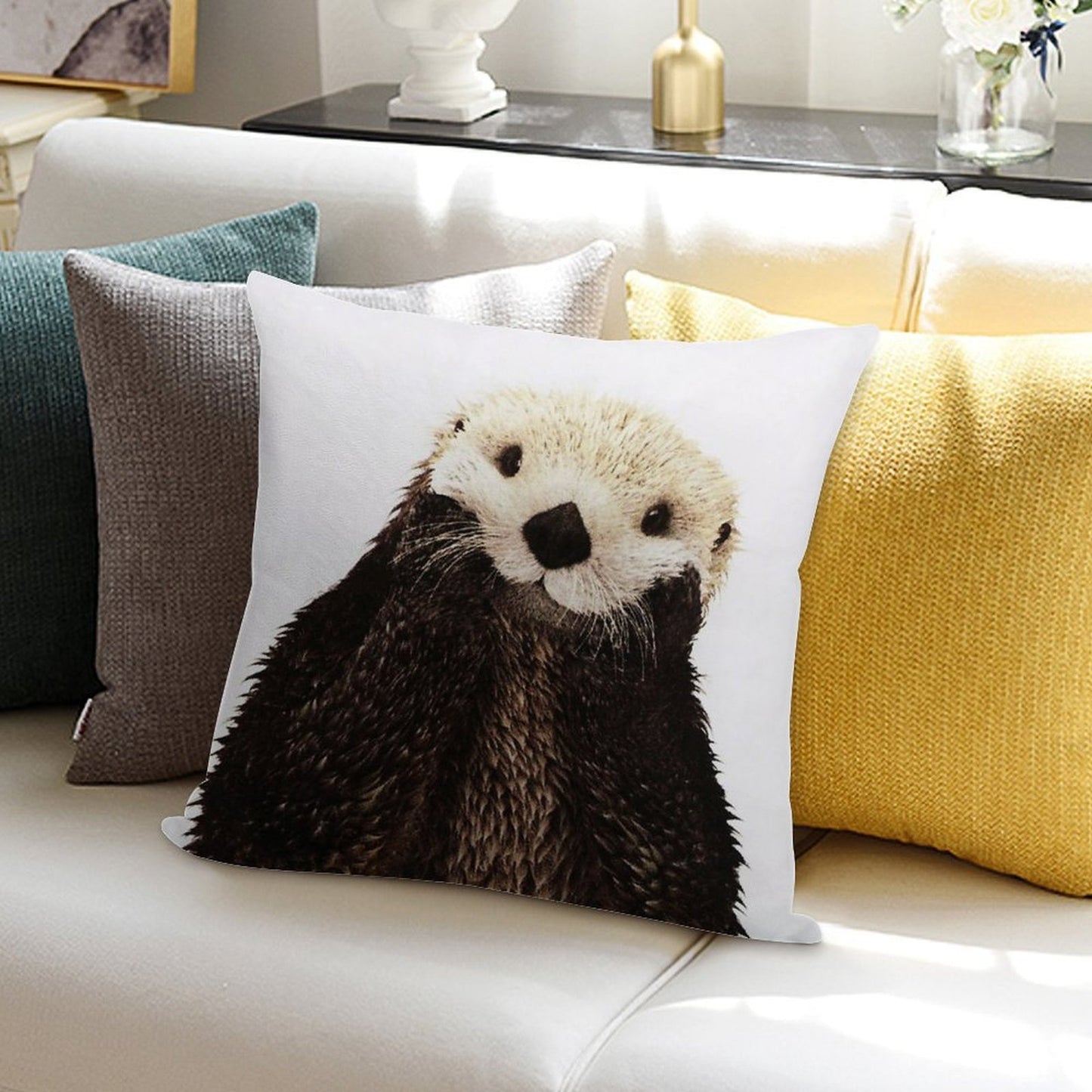 Otters Gonna Ott Soft Reinforced Edging Throw Pillow