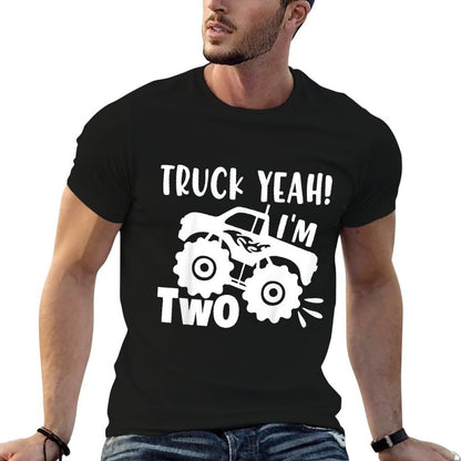 Kids 2nd Birthday Truck Yeah I'm Two, Funny Joke, Family  Soft T-Shirt