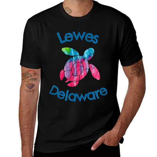 Lewes Delaware Beach Rustic Watercolor Loggerhead Turtle  Tagless Design T-Shirt