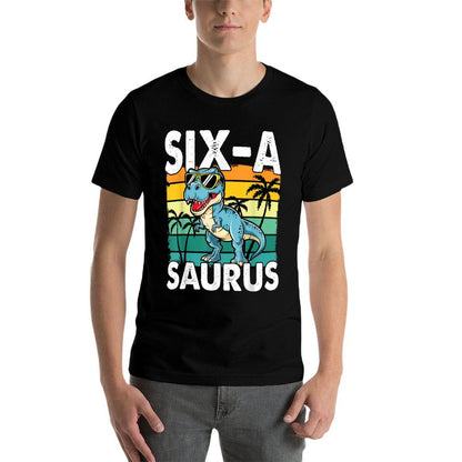 6 Year Old Dinosaur Birthday 6th T Rex Dino Six Saurus  Polyester Blend T-Shirt