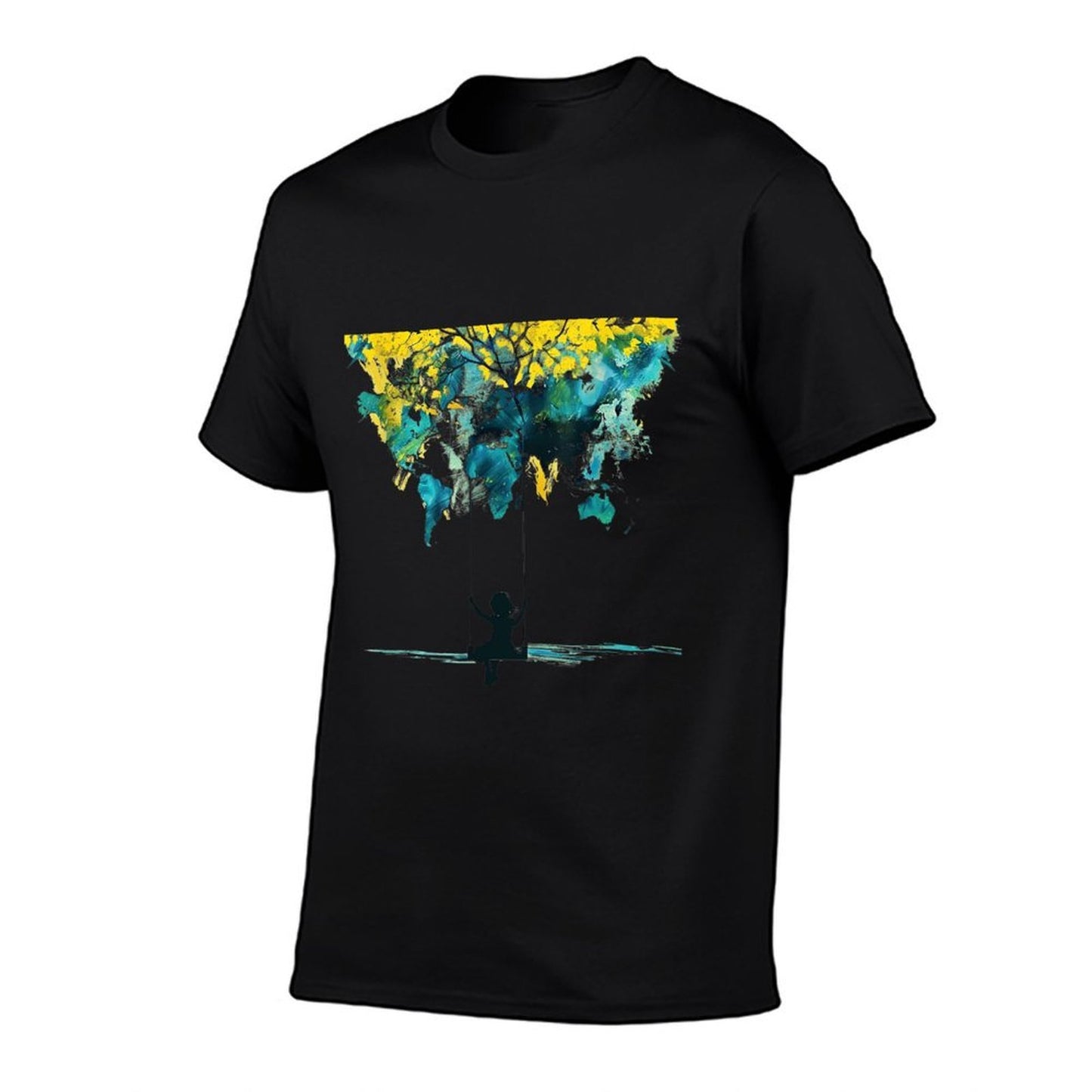 Abstract Tree Art Girl on Swing Silhouette Nature-Inspired  Versatile T-Shirt
