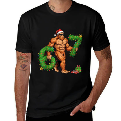 67 Christmas Sasquatch Funny Meme 67 Christmas Men Women Kid  Polyester Blend T-Shirt