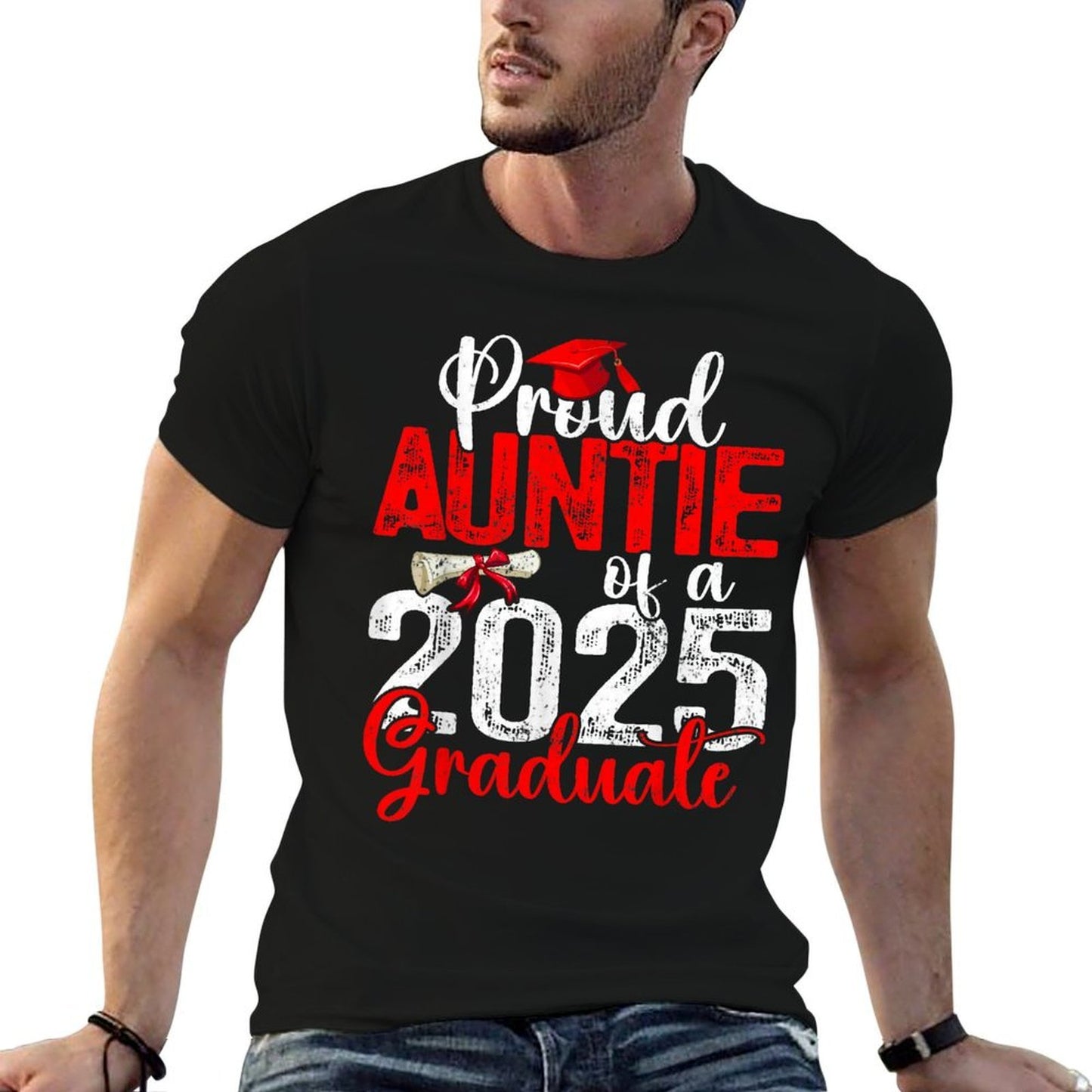 Proud Auntie Of A Class Of 2025 Graduate Senior Graduation  Heathered Texture T-Shirt